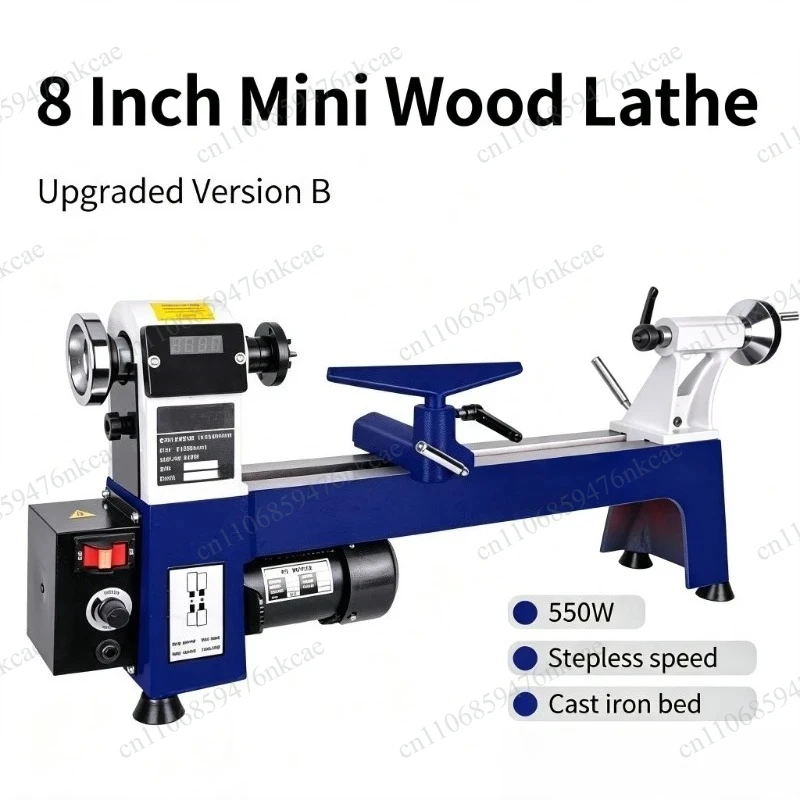 Small 8 Inch Wood Turning Lathe Variable Speed Cast Iron Bed DIY Pen Making Machine for Household Woodworking Projects