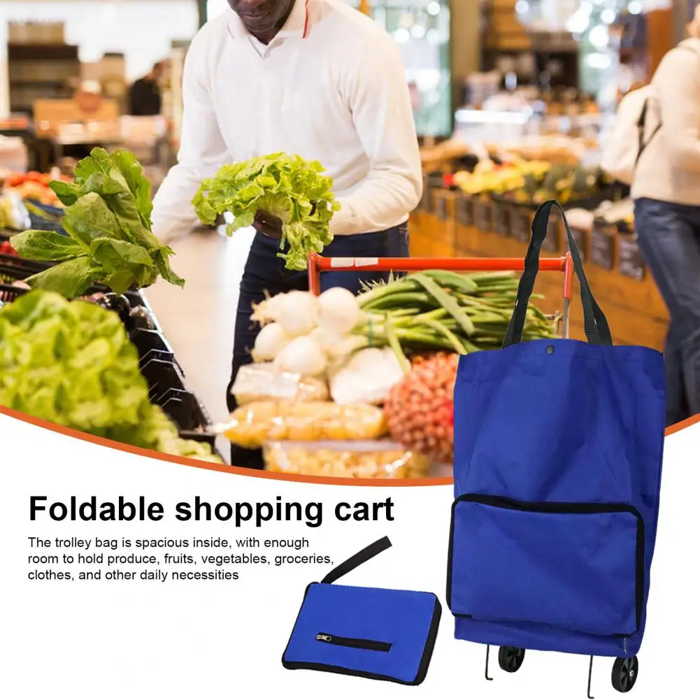 Foldable Shopping Cart Folding Shopping Cart Trolley with Wheels Capacity Waterproof Grocery Bag Portable Foldable Hand-pulling