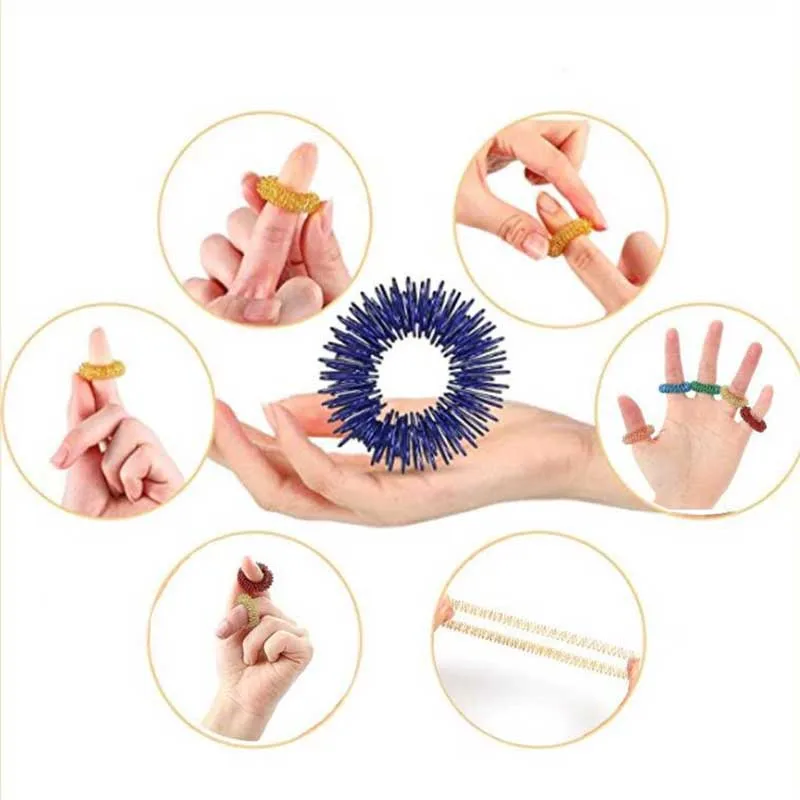 5/15Pcs Mini Spring Decompression Finger Ring Toy Finger Massager Spring Decompression Finger Massage Ring Hand Massage Tool