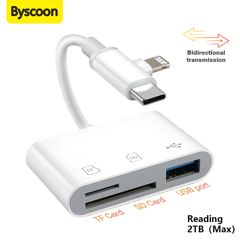 SD Card Reader for iPhone iPad Lightning & USB-C Card Adapter with SD Micro Camera Memory Card Viewer Portable Plug and Play