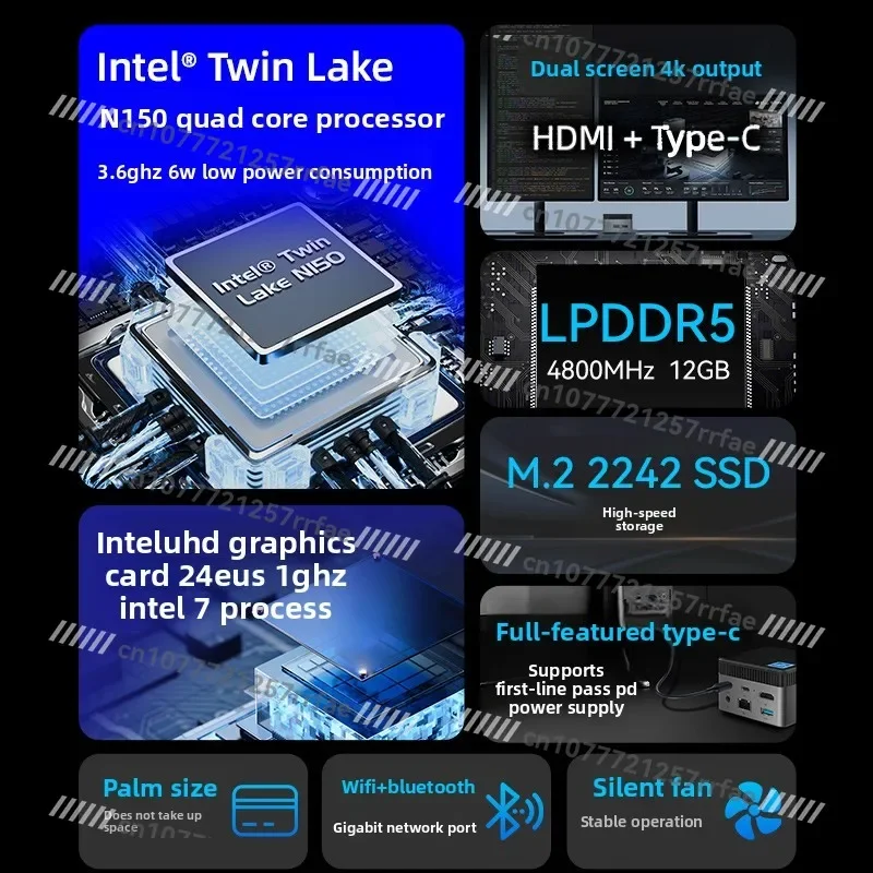 12Th Generation N150 Mini Host N100win11 Office Game MiniPC 4K Barebones M6S