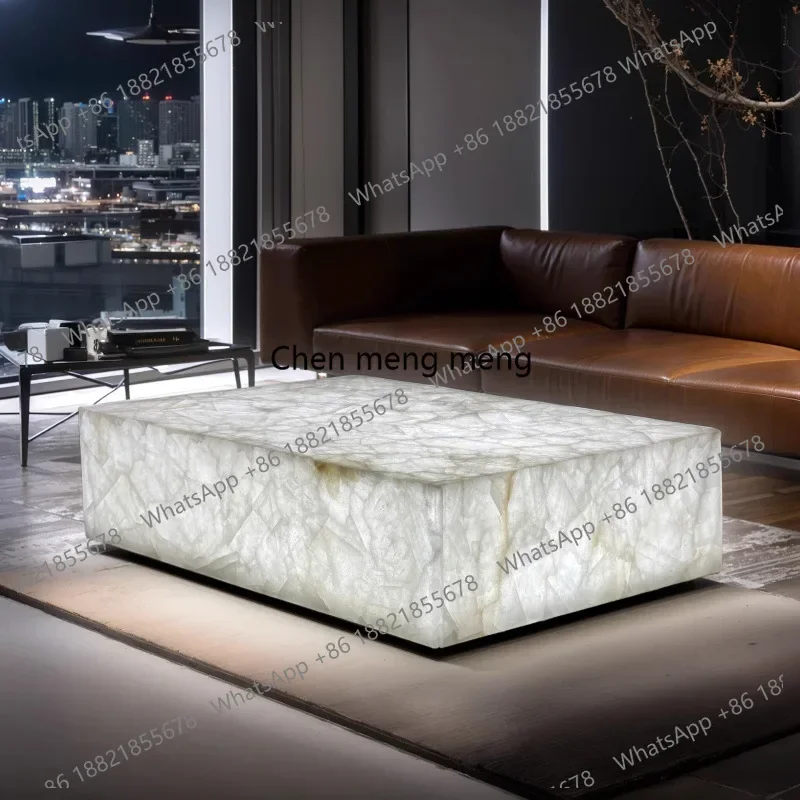 

D182Luminous white ice jade coffee table living room jade luxury stone rectangular advanced large flat layer