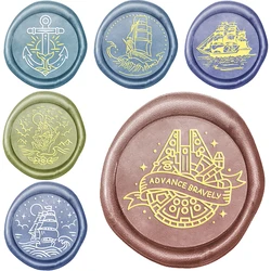 Wax Seal Stamps Advance Sailboat Anchor Mixed Pattern 25mm Removable Brass Head for DIY Invitation Greeting Card Decor Crafting