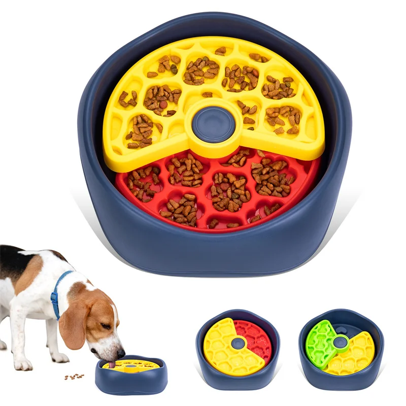 

Pet three-layer slow food bowl puzzle rotating feeder anti choking cat bowl dog bowl feeding supplies