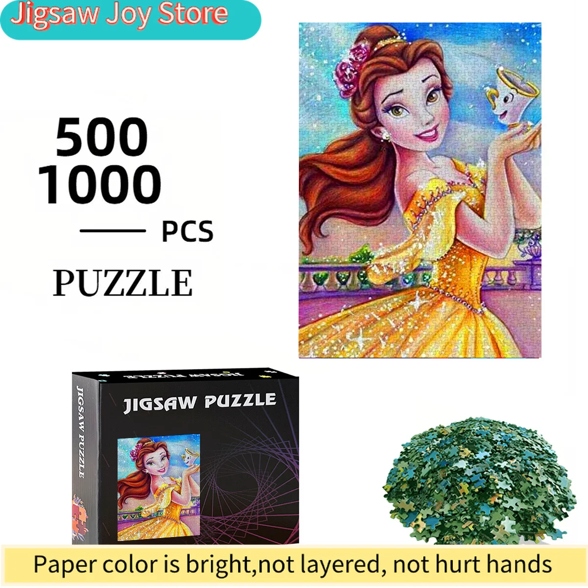 Rompecabezas de la Bella y la Bestia de Disney o Disney - Rompecabezas grande y difícil para adultos, adecuado para Navidad, B