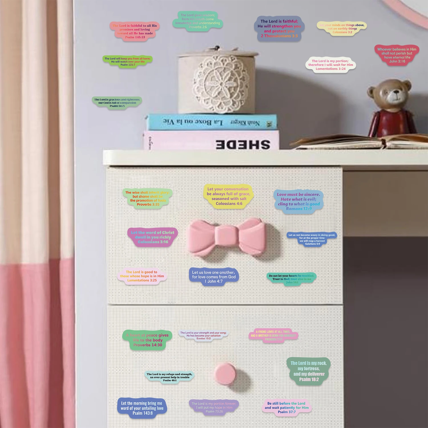 8/16/24PCS Colorful Bible Inspirational Quotes Puzzle Stickers Make A Face Stickers Candy Party Decoration Supplies Stickers
