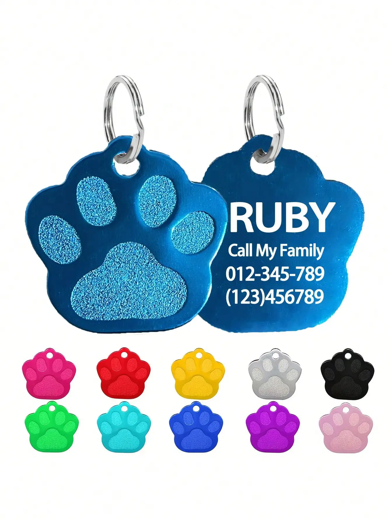 Personalized Dogs Cats ID Tag Custom Alloy Paw Puppy Kitten Collar Accessories Anti-lost Pet Name Tags for Small Large Dog Cat