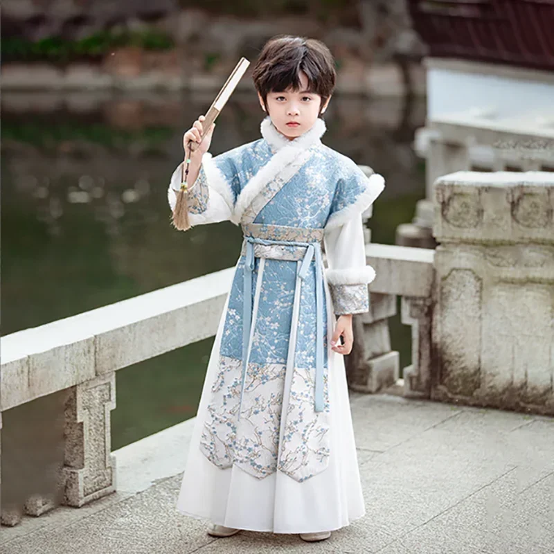 

Chinese Hanfu Boys&Kids Carnival Halloween Cosplay Costume Children Winter Thicker Hanfu Sets Party Outfit For Boys Kids 3-16T