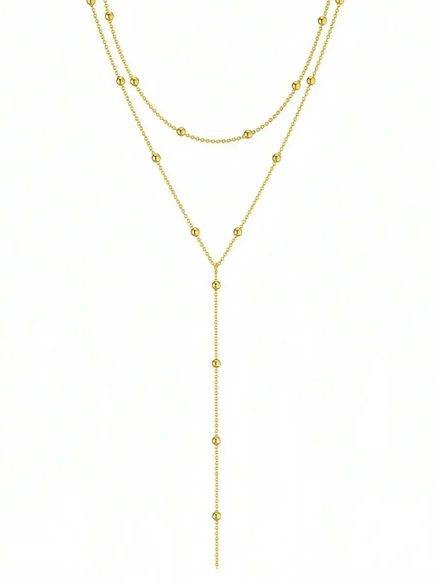 

Vintage Multi Layer Beaded Chain Necklace For Women Long Pendant Jewelry