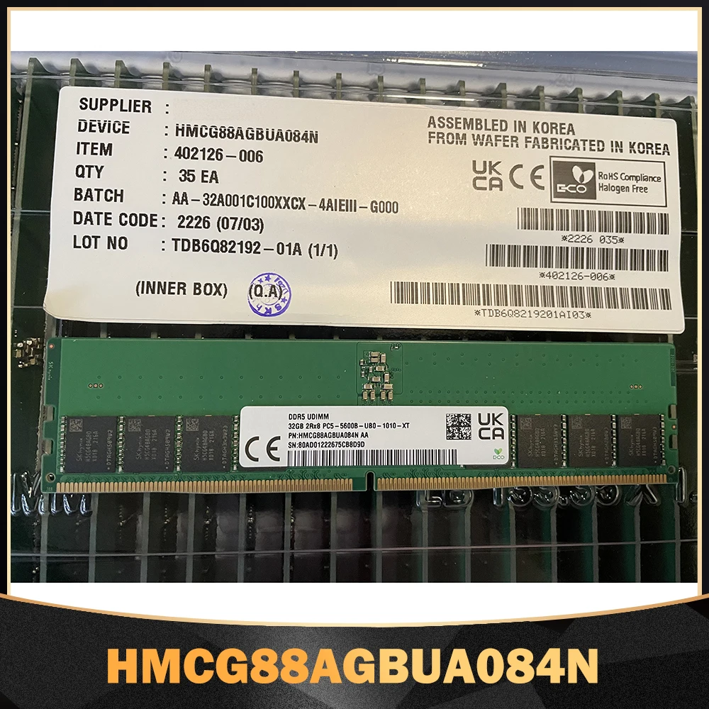 1PCS New RAM 32GB 32G DDR5 5600B 2RX8 For SK Hynix Desktop Memory HMCG88AGBUA084N