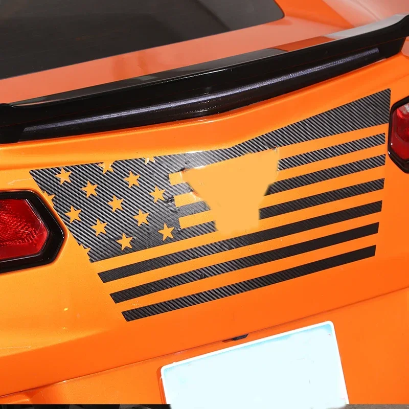 For 2014-2019 Chevrolet Corvette C7 PVC Carbon Fiber Car Rear Tail Label Film Sticker Car Exterior Decoration Accessories