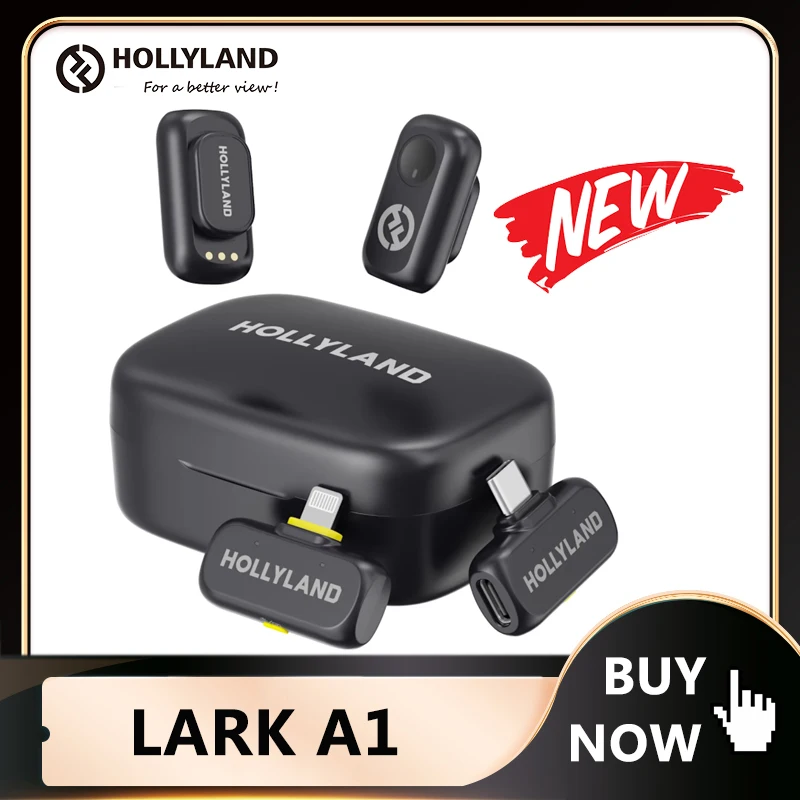 Hollyland LARK A1 Wireless Microphone for iPhone Android Micphone for Interview Vlogging Noise Cancellation Professional Mic