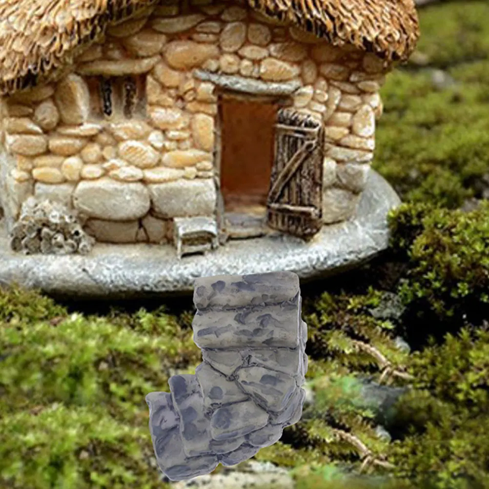 

2pcs Stone Steps Mini Garden Ornament Resin Craft Stairs House Decor Small Stepping Stones Micro Landscape Adornment Fake Rocks