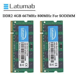 Latumab Memoria RAM DDR2 4 Go 8 Go 800MHz 667MHz Ordinateur Portable SODIMM Mémoire PC2-6400 PC2-5300 RAM 200 Broches 1.8V Ordinateur Portable Memory Tech