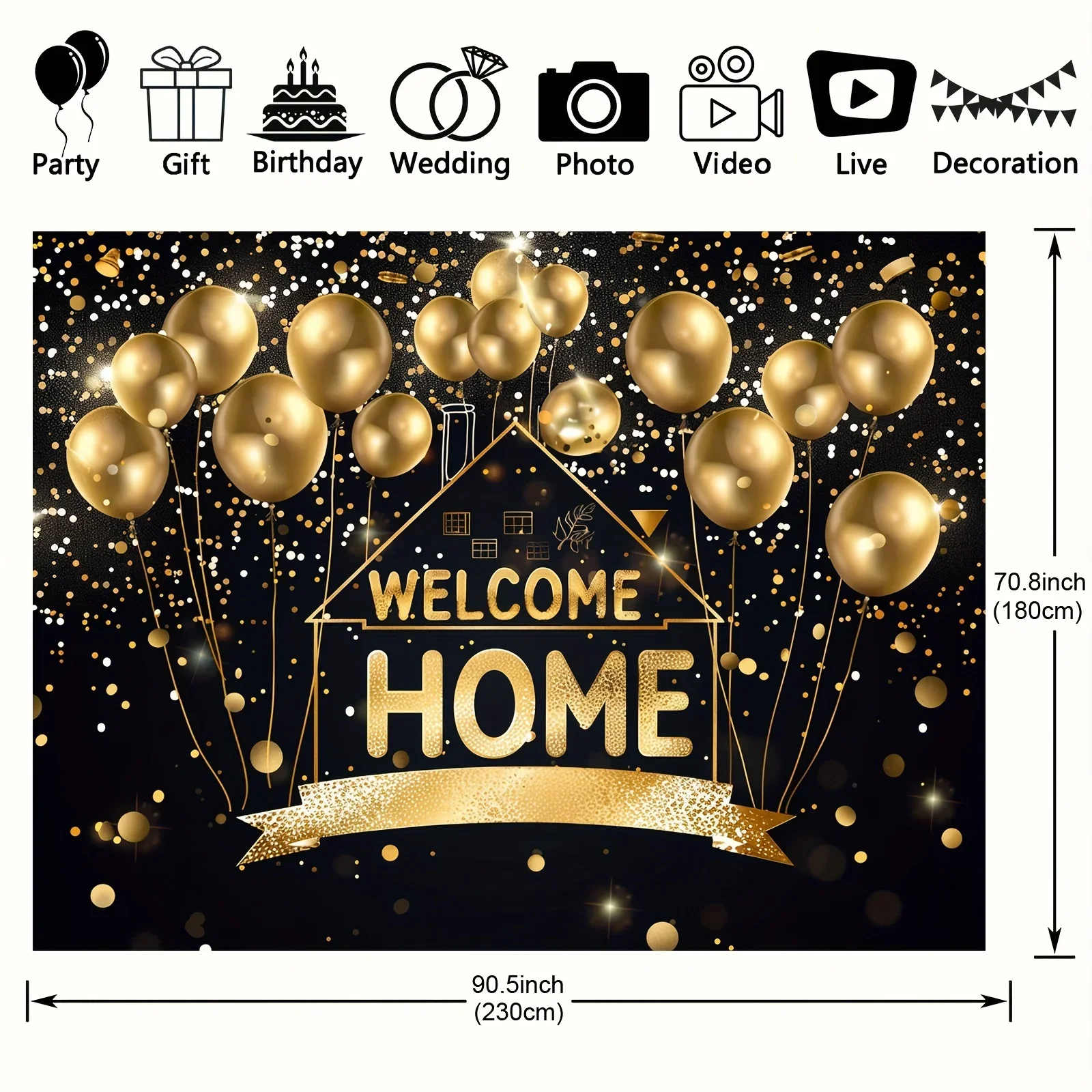 Welcome home Polyester background banners, multi-purpose party decorations for family gatherings and global festivals