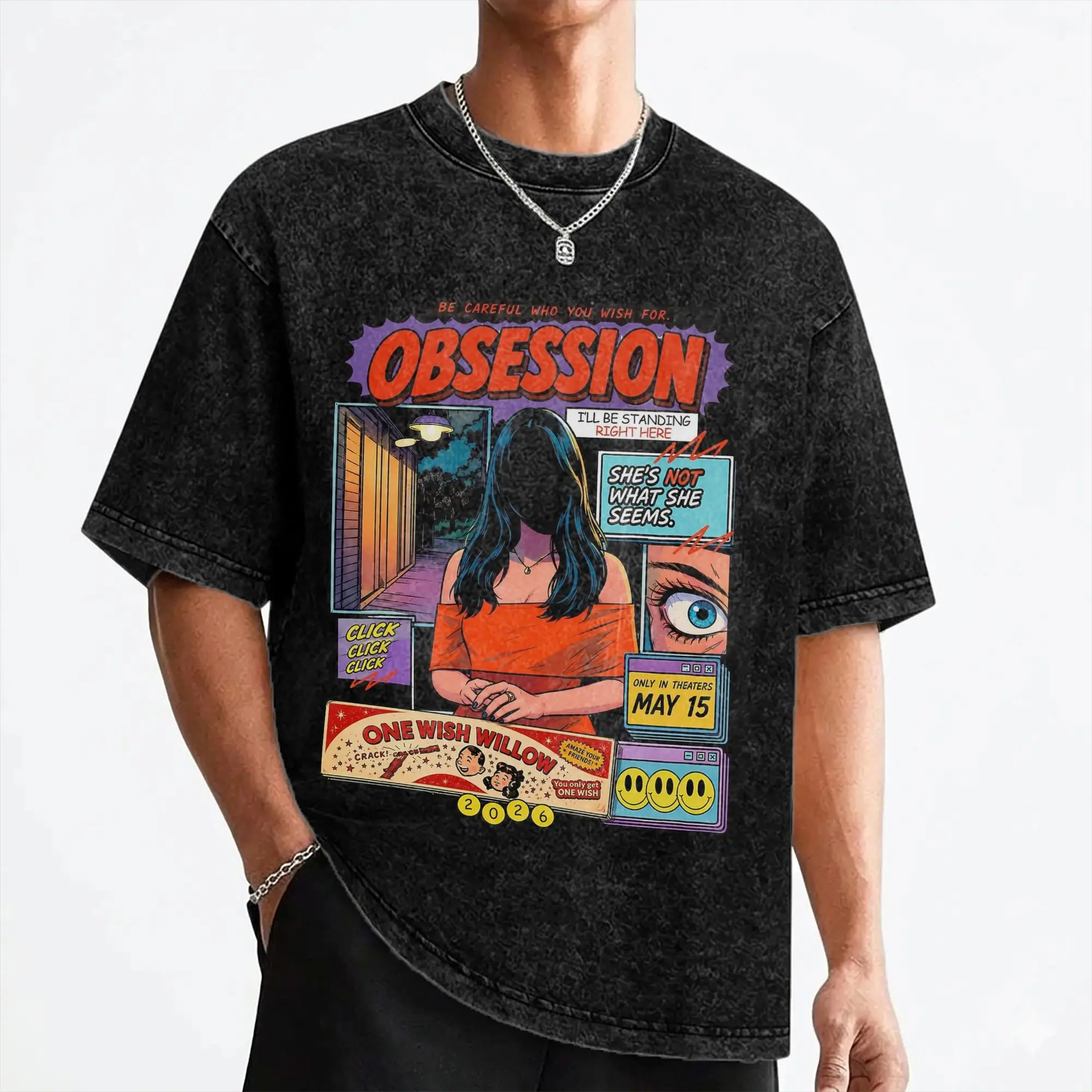 Obsession Movie Horror Film T Shirt Washed Cotton Oversize T-Shirt  Vintage for Men Women Streetwear Summer Tee Shirt