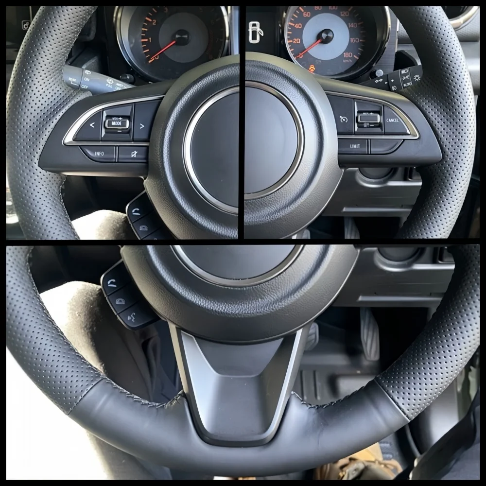 Hand Stitched Wear Resistant Non-slip Microfiber Leather 2019-2025 Steering Wheel Cover For Suzuki Jimny Car Accessories