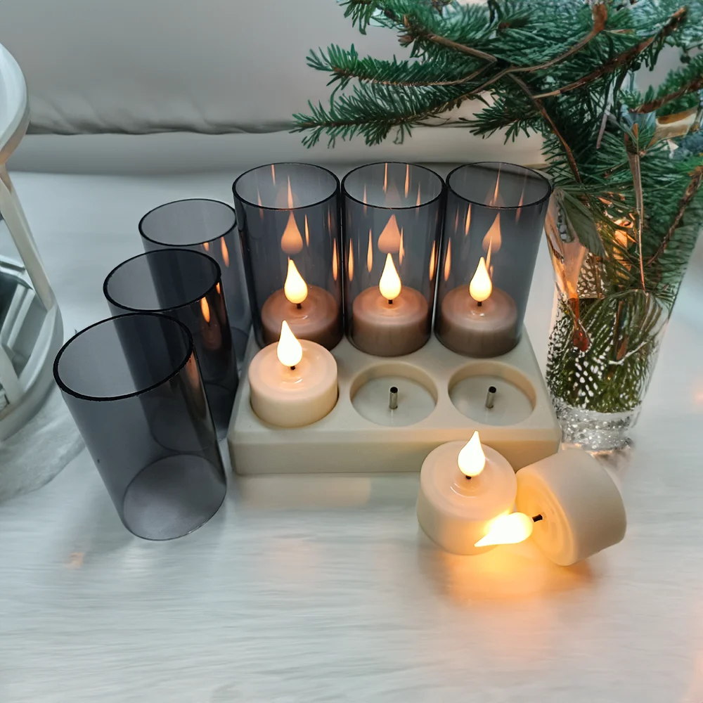 Imagem -05 - Fpoo-flashing Led Candle com Controle Remoto Flameless Home Decor Candles Iluminação Quente Tea Lights Base de Carregamento Abajur Halloween