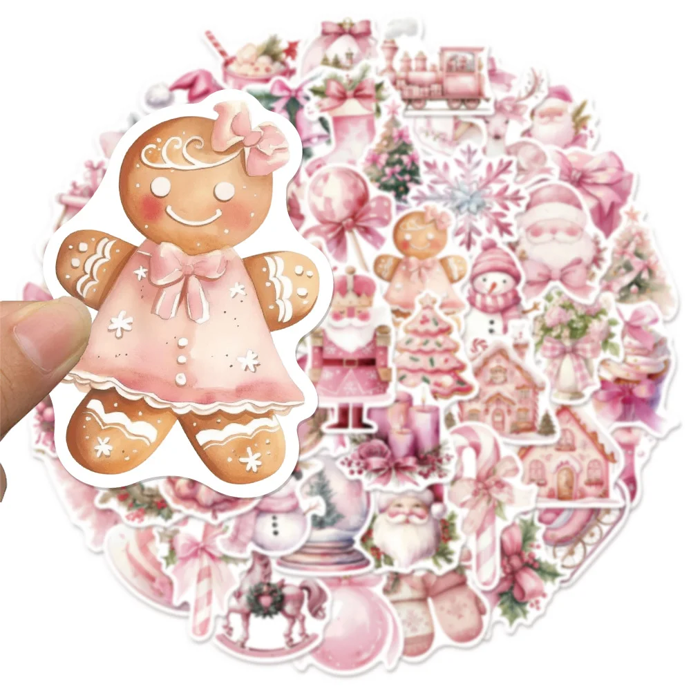 50 STKS Creatieve Roze Kerstcadeau Graffiti Stickers DIY Bagage Notebook Water Cup Computer Waterdichte Stickers
