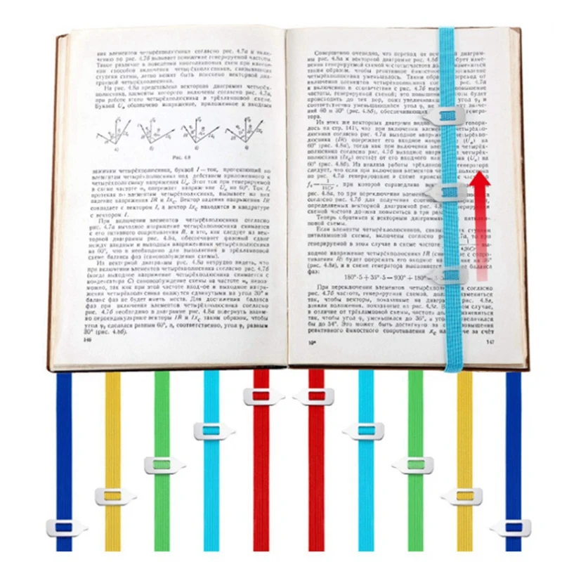 접이식 책 클립, 탄성 밴드 포인터, 독서 책갈피 문구 용품, 5 피스