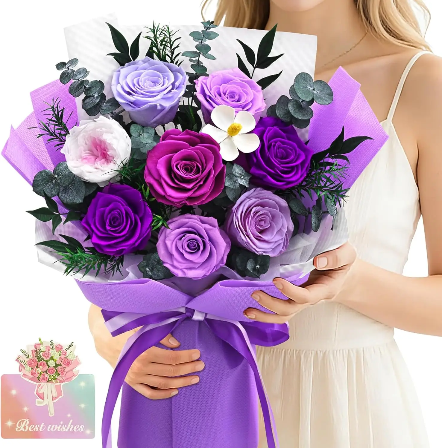 

Forever Rose Flowers for Delivery, 8-Piece Valentines Day Gifts Preserved Roses Bouquet, Long Lasting