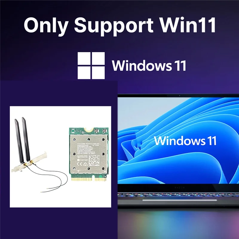 Wifi7 QCNCM865 بلوتوث 5.4 بطاقة واي فاي لاسلكية بلوتوث 5.4 واي فاي لاسلكي لـ Win11-N35R