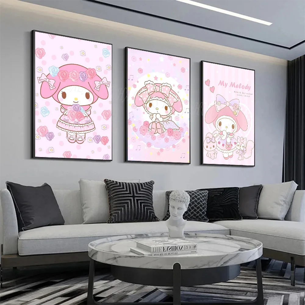 Miniso Kawaii Sanrio My Melody Poster Wall Art Home Decor Room Decor Digital Painting Living Room Restaurant Kitchen Art