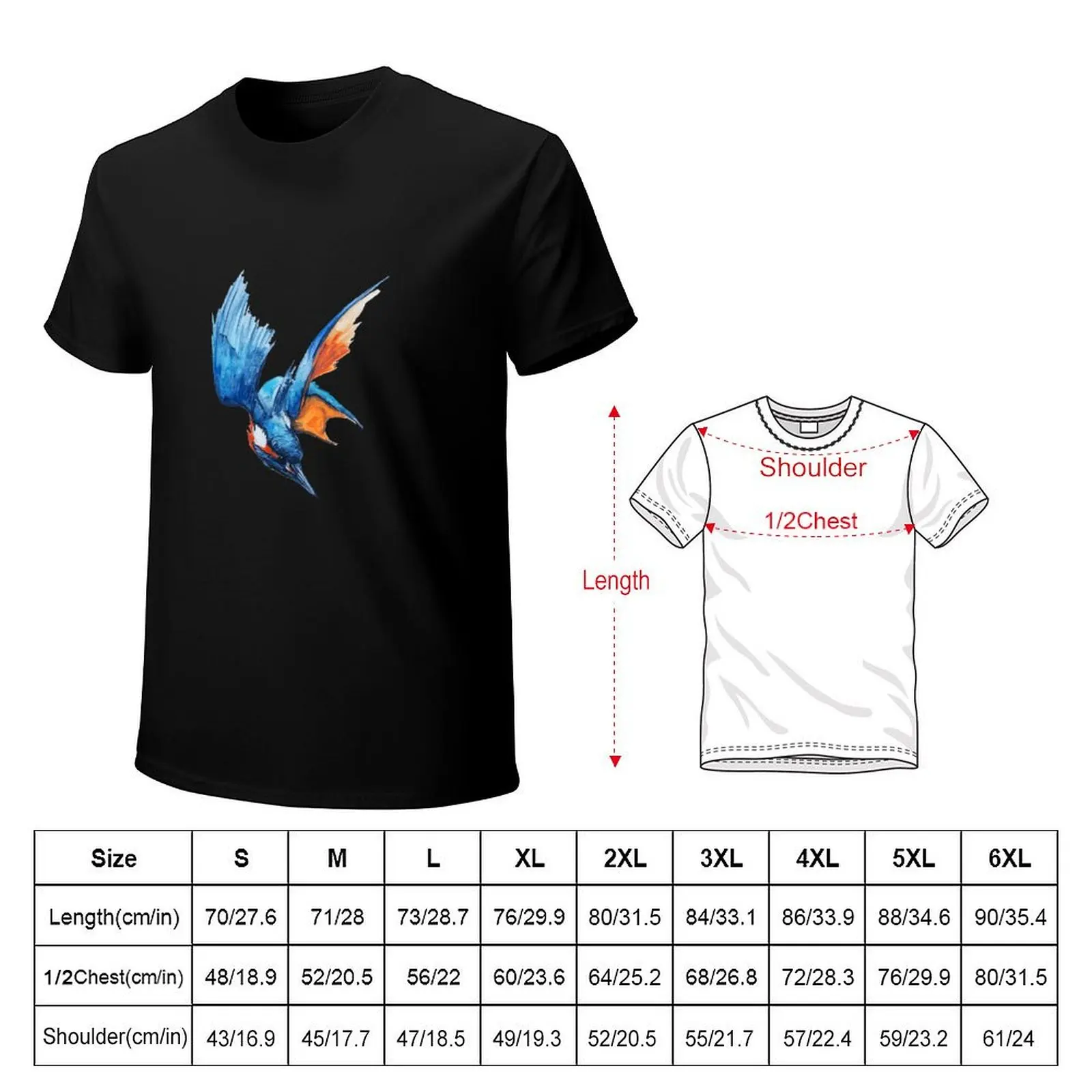 Kingfisher Dive Watercolour (White) T-Shirt Summer Holiday Casual Tee