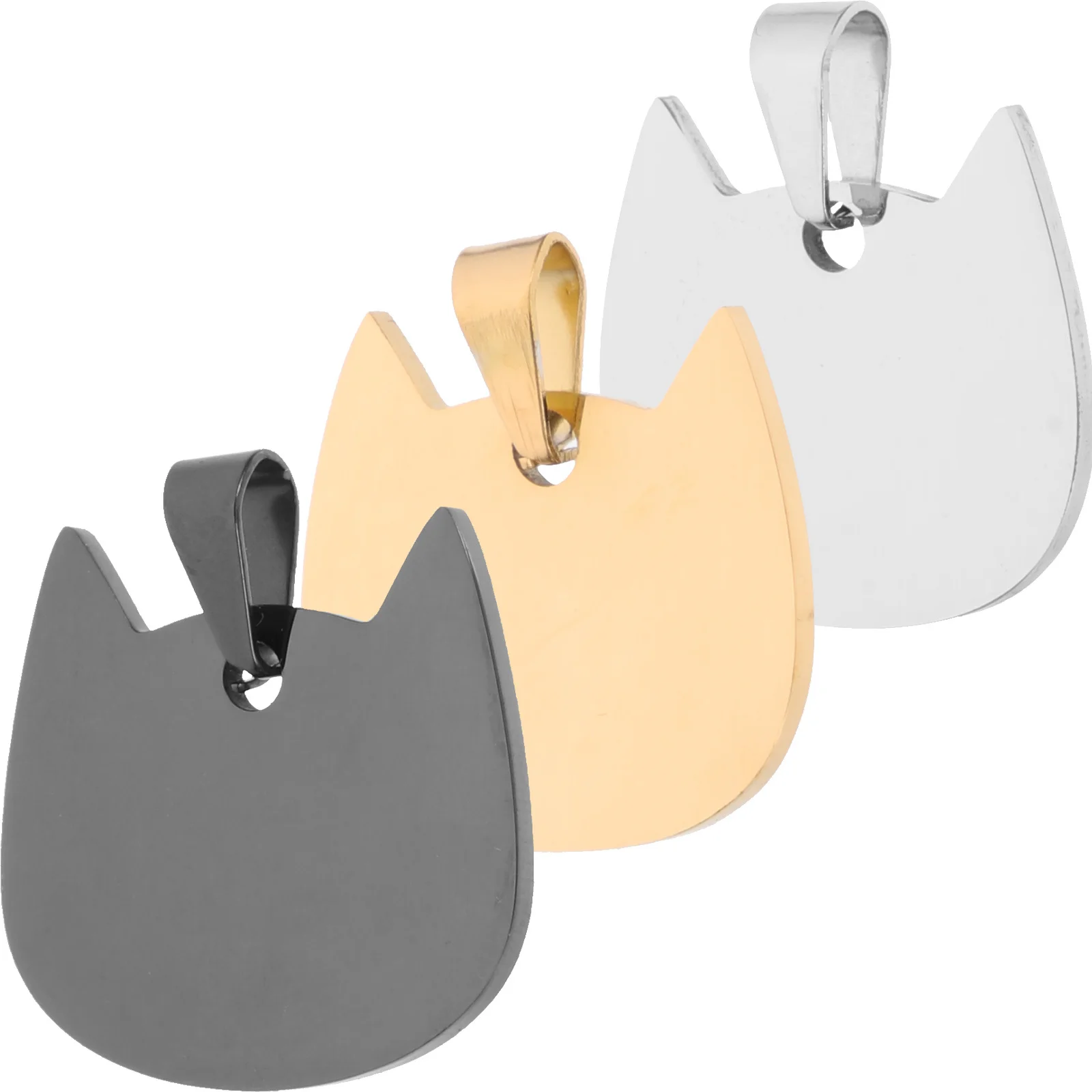 

3 Pcs Dog Tag Engraved for Pets Identification Tags Blank Steel Metal Paw Collar Name Plate