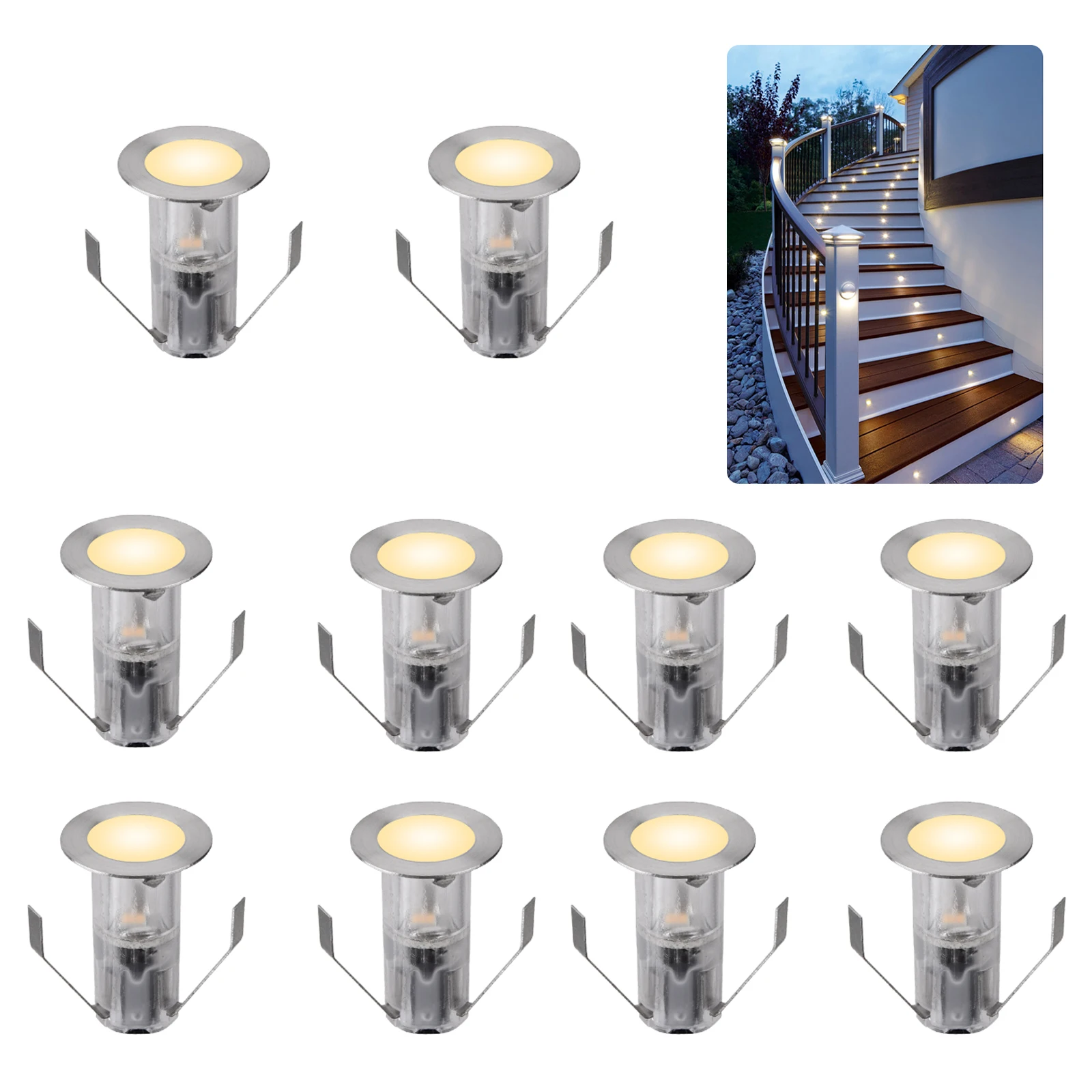 

10 Pack Mini LED Deck Lights Stainless Steel IP67 Waterproof Balcony Mall Inground Led Lighting Outdoor jardin Patio Deck Lamps