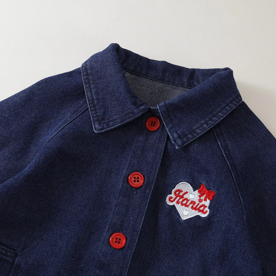 الفتيات معطف الدنيم سترة واقية الربيع والخريف 2025 جديد أنيق للأطفال الخريف نمط المرأة الكنز معطف غير رسمي متعدد الاستخدامات #4