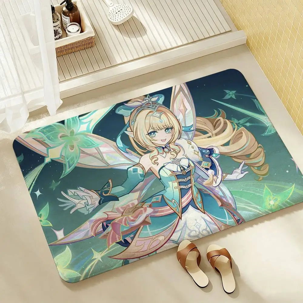 Genshin Impact Vesna  Shower Room Absorbent Small Floor Mat Soft Comfortable Decorative Foot Mat