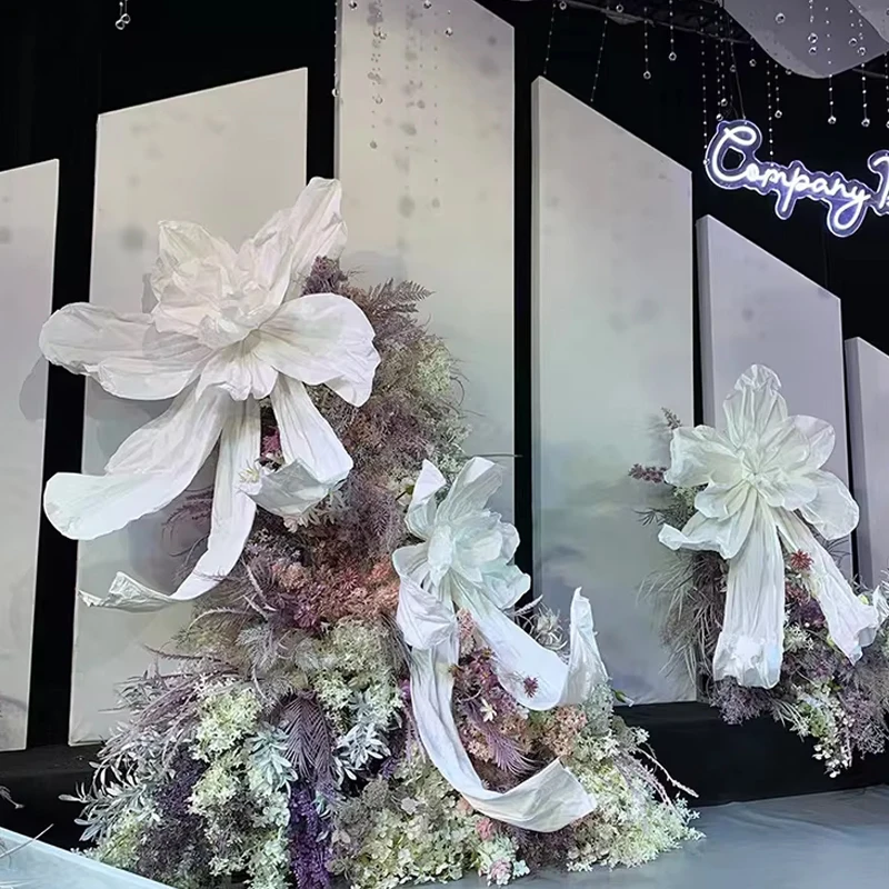 Handmade Wrinkled Paper Flower Iris Artificial Marriage Decor Big Flower Event Wedding Party Backdrop Decor Stage Window Layout