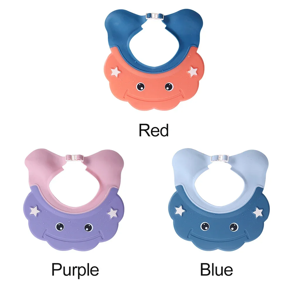 Baby Shower Cap Silicone Adjustable Head Circumference Lightweight Eyes Face Washing Hair Ear Protection Soft Bath Visor Hat