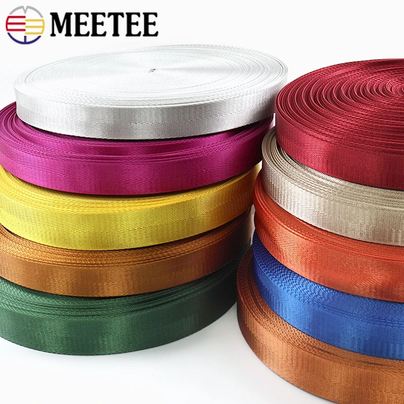 

1Roll=42M Meetee 20-50mm Nylon Webbing Strap Backpack Shoulder Straps Decorative Ribbon for Sewing Seat Belt DIY Bag Accessories