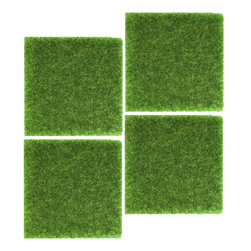 

4 Pcs Simulated Fake Turf Artificial Grass for Model Making Diy Decoration Mats Rug Pad Plastic