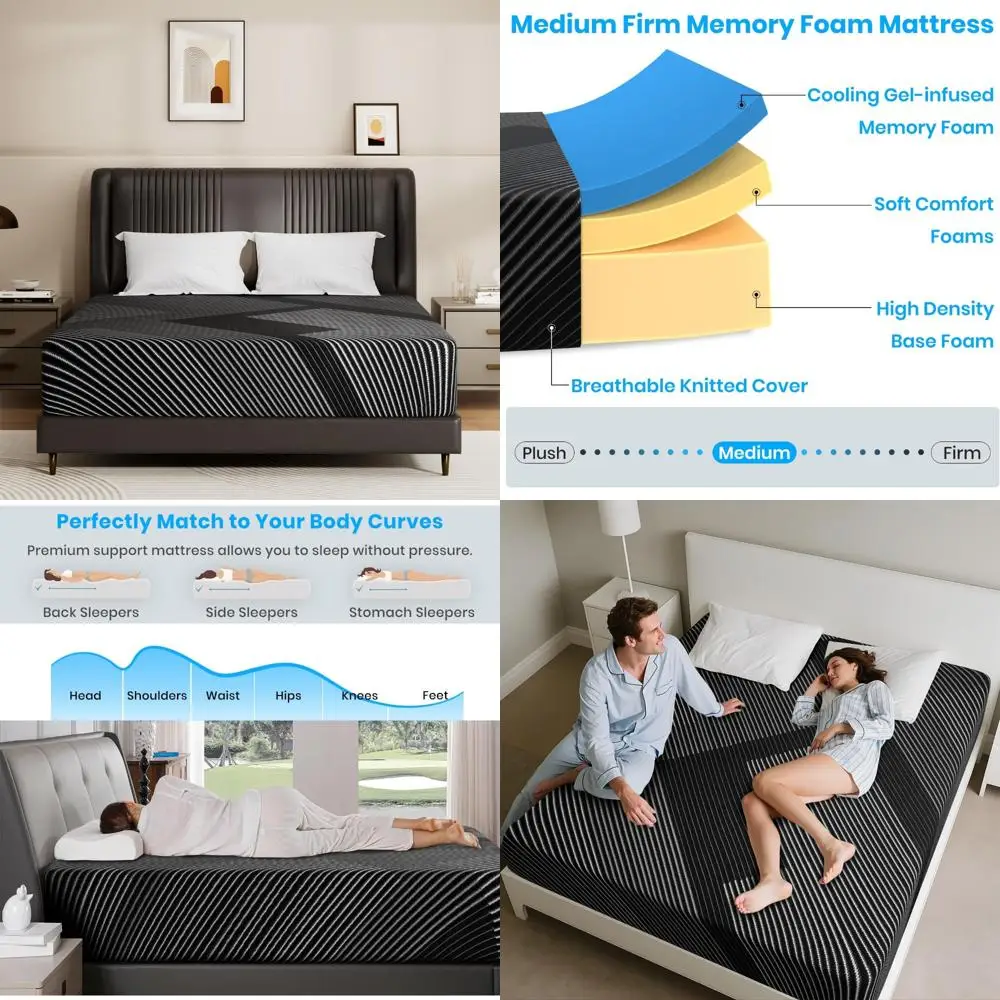 Memory Foam XL Twin Mattress 10 Inch - Pressure Relief, Medium Firm, Breathable Removable Cover, Mattress in a Box