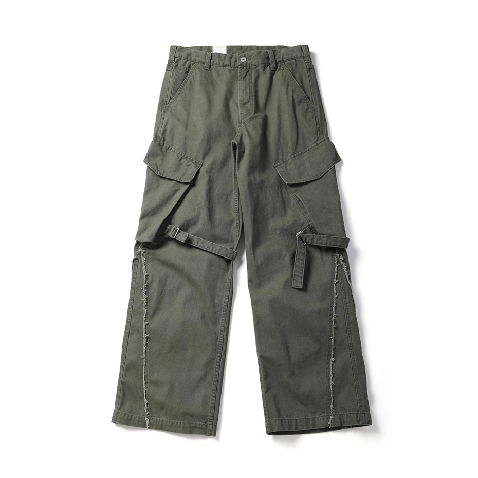 Mens Pockets Cargo Pants Cotton Casual Trousers Men Streetwear Wide Leg Function Paratrooper Pant Cityboy Baggy Logging Pants