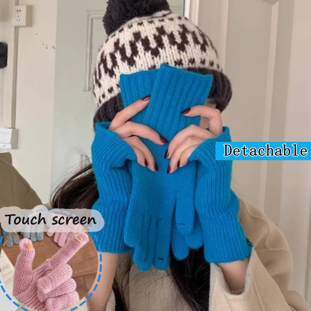 2024 Detachable Rabbit Knitting Gloves Female Winter Dual Purpose Gloves Fur Gloves Women's Winter Gloves Women Girls Mittens