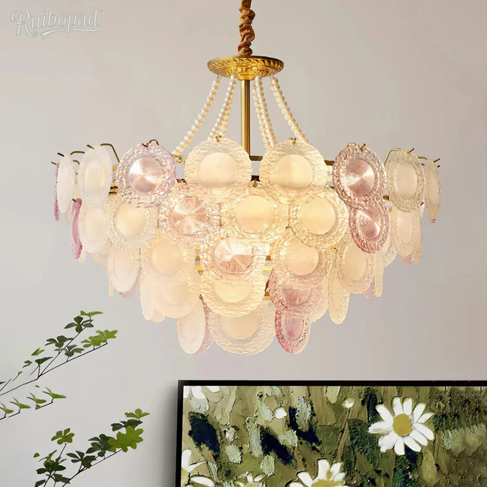 French Style Gold Crystal Pendant Chandelier with Glass Crystals for Ceiling Lighting in Living Room