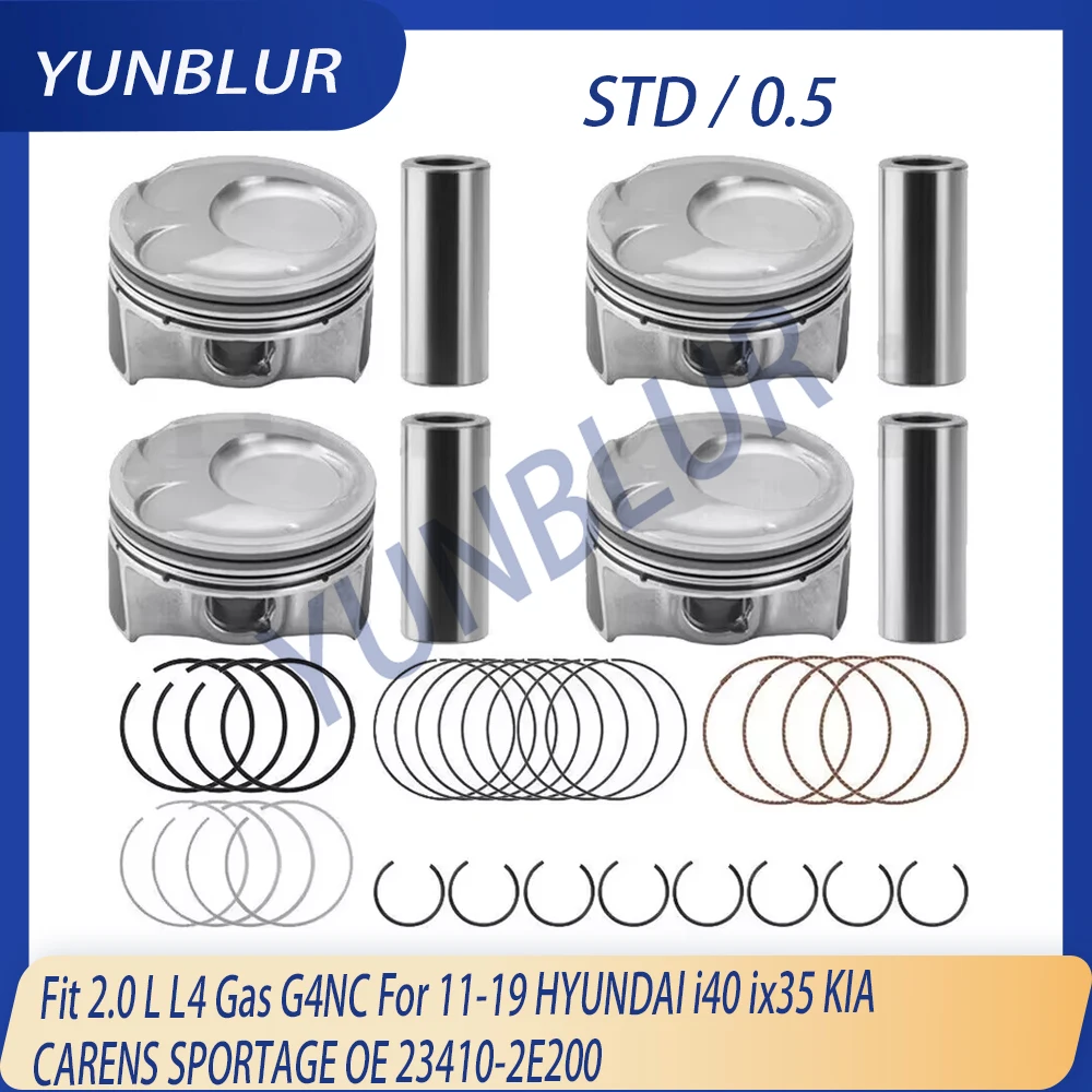 STD 0.5 Engine Parts Piston & Rings Set Fit 2.0 L L4 Gas G4NC For 11-19 HYUNDAI i40 ix35 KIA CARENS SPORTAGE OE 23410-2E200