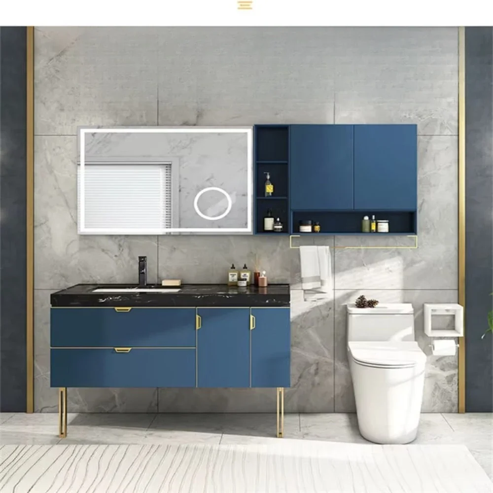 Group Manufacturer Modern Water Resistant Wall Mounted Solid Wood Bathroom Cabinet with Soft-Closing Drawer Custom Vanity