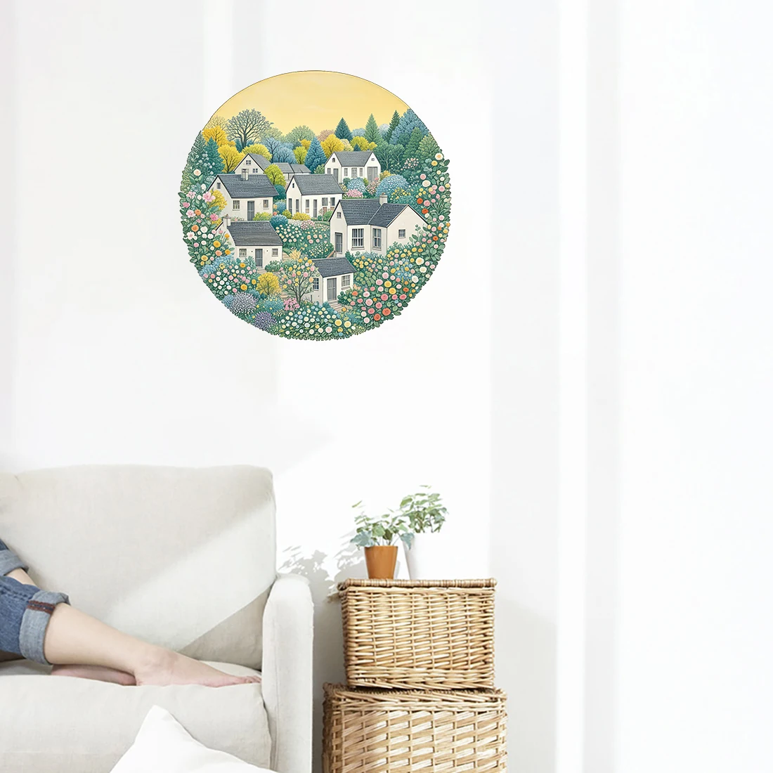 Three Ratels CD108 Illustration style rural art wall stickers for home decoration