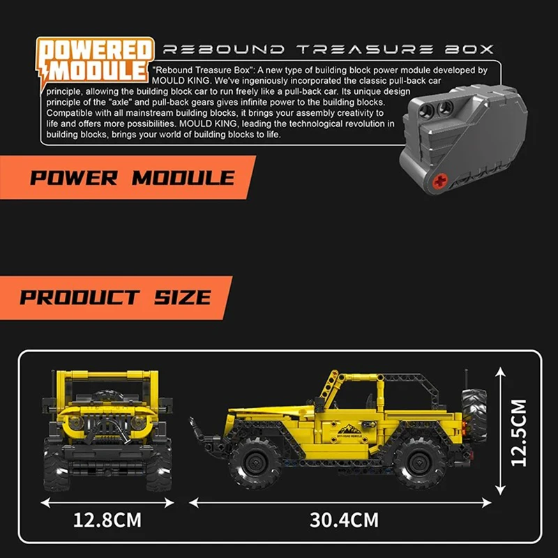 MOULD KING 15058 Technical Vehicle Building Blocks The Wrangler SUV Pull Back Car Bricks Assembly Toy Christmas Gift For Boy Kid