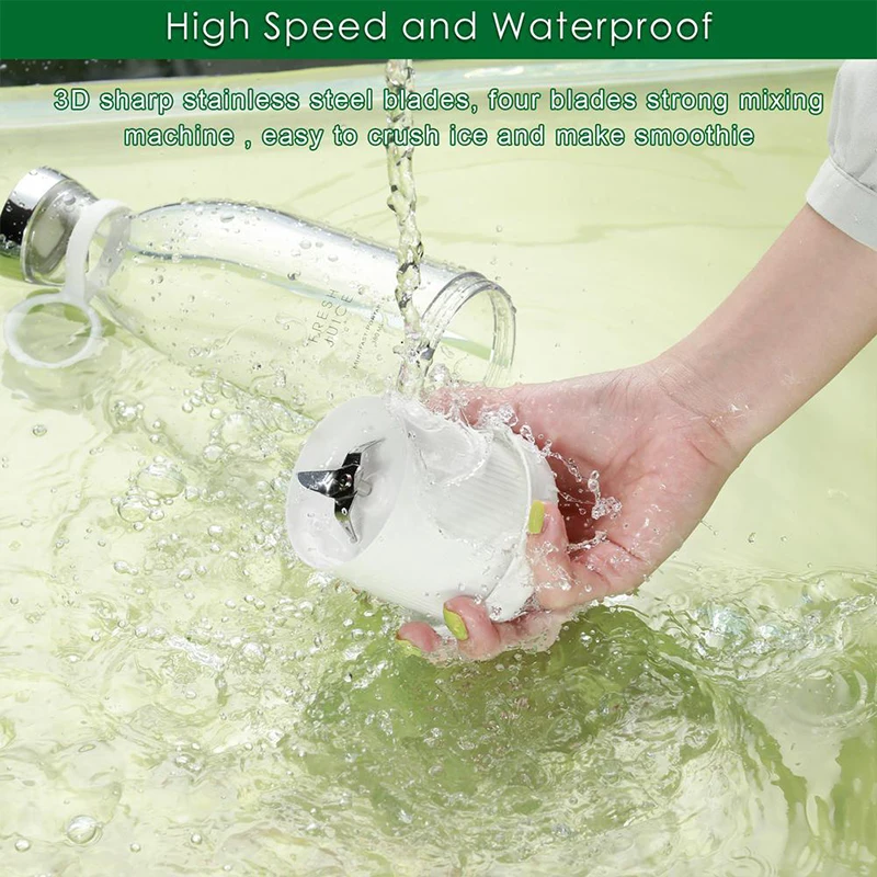 خلاط عصارة منزلي محمول بتصميم حديث خلاط فواكه منزلي-ستة شفرات في كوب عصارة USB ثلاثي الأبعاد 350 مللي