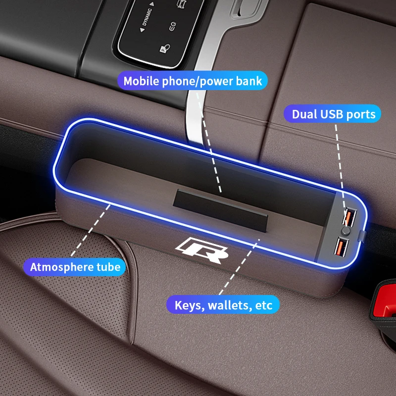 Car USB Charging Multifunction Seat Crevice Storage Box For Volkswagen R GTI Golf Passat Touareg Magotan Tiguan Amarok Scirocco