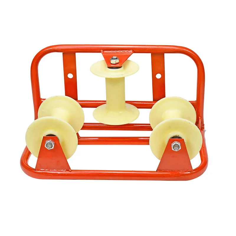 

Cable pay-off pulley straight running bridge corner wellhead nozzle large bend flat triplex pulley good nylon roller