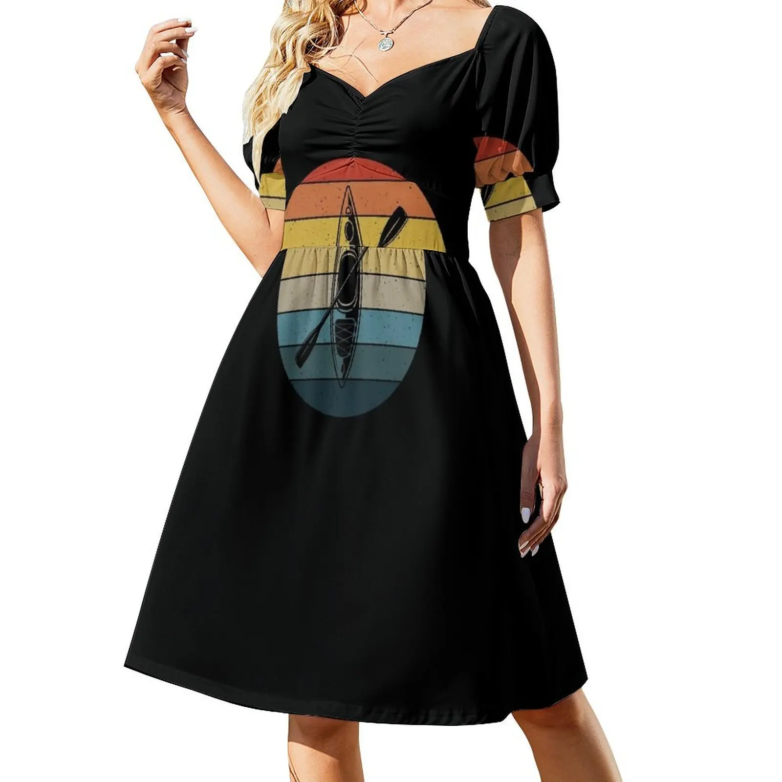 Kayaking Old Retro Short Sleeved Dress dress for women Beachwear Dress