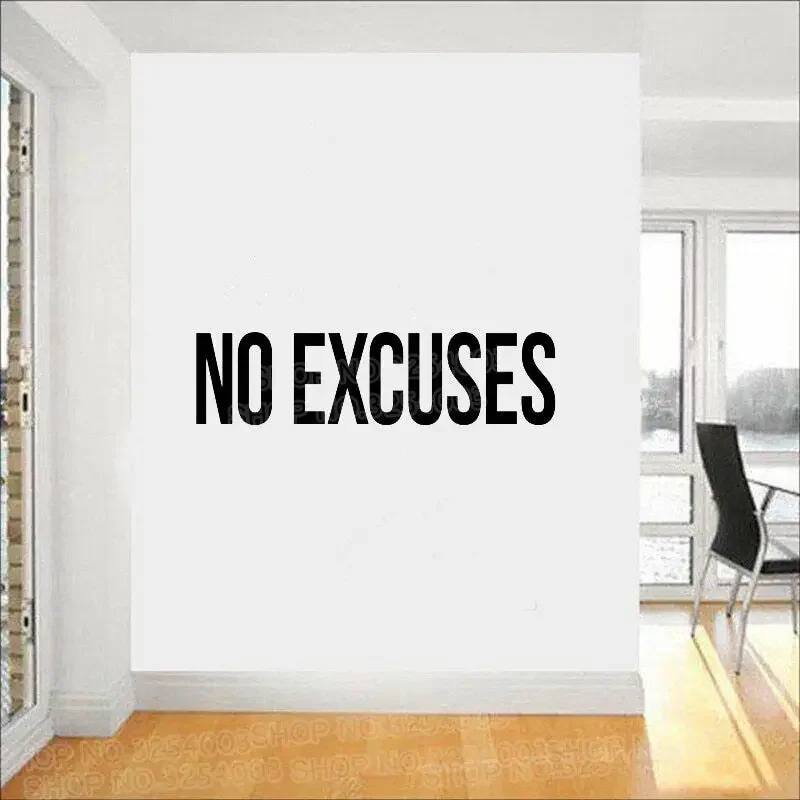 No Excuses Самомотивация Цитата Тренажерный зал Виниловая наклейка Тренировки Фитнес Стикер на стену Спорт Домашний тренажерный зал Интерьер Настенная художественная роспись L231