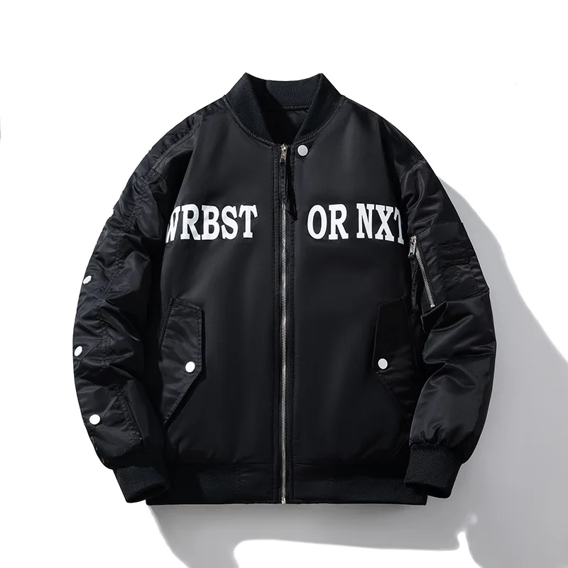 

Men's Fashion Bomber Jacket Cotton Padded Thick Warm Flight Overcoat Thermal Varsity Baseall Coat Outerwear For Male